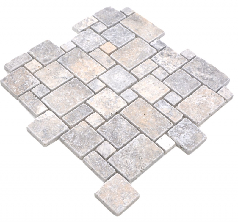 Azulejos de mosaico de piedra natural travertino blanco gris mate pared suelo cocina baño ducha MOS40-FP47_f