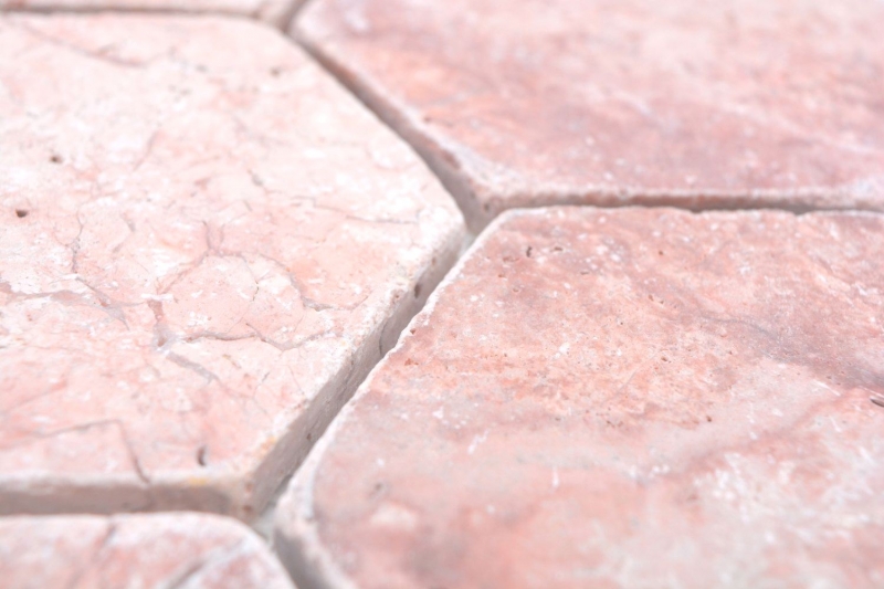 Azulejos de mosaico de piedra natural travertino rojo mate pared suelo cocina baño ducha MOS42-HX145_f