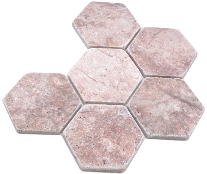 Azulejos de mosaico de piedra natural travertino rojo mate pared suelo cocina baño ducha MOS42-HX145_f