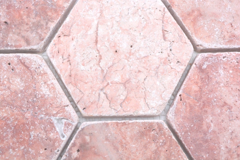 Azulejos de mosaico de piedra natural travertino rojo mate pared suelo cocina baño ducha MOS42-HX145_f