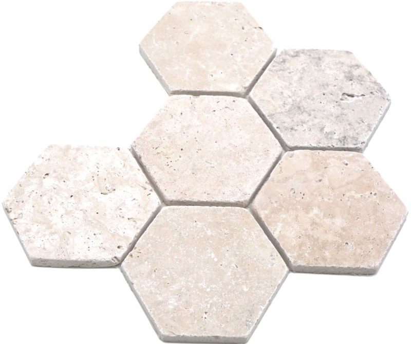 Azulejos de mosaico de piedra natural travertino beige mate pared suelo cocina baño ducha MOS42-HX146_f