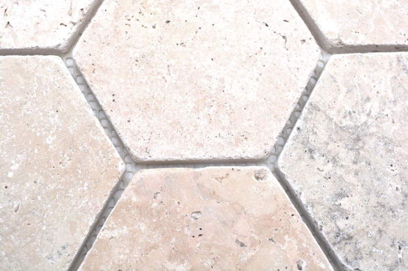 Azulejos de mosaico de piedra natural travertino beige mate pared suelo cocina baño ducha MOS42-HX146_f