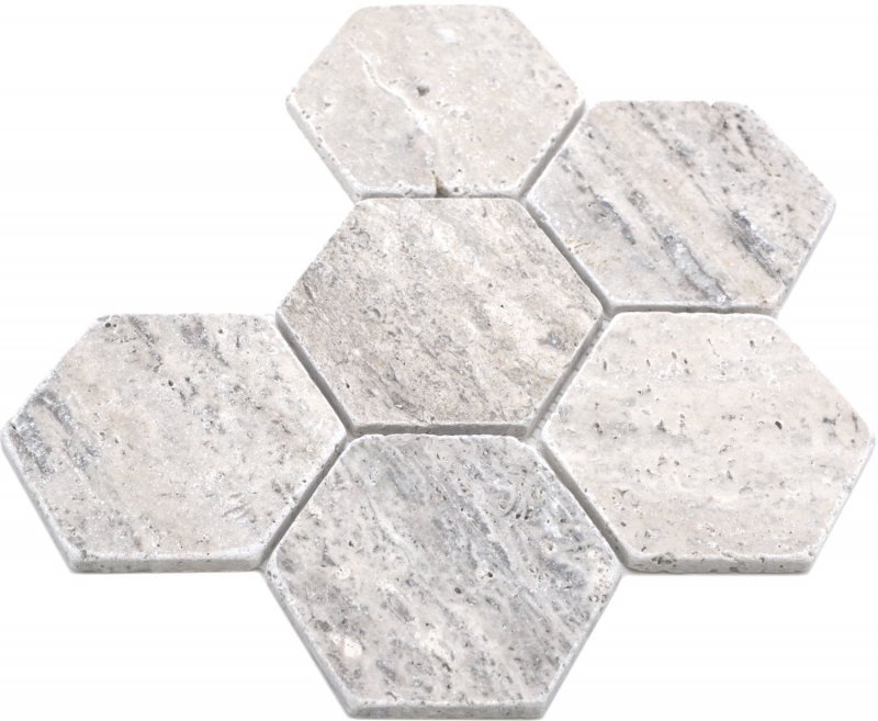 Azulejos de mosaico de piedra natural travertino blanco gris mate pared suelo cocina baño ducha MOS42-HX147_f