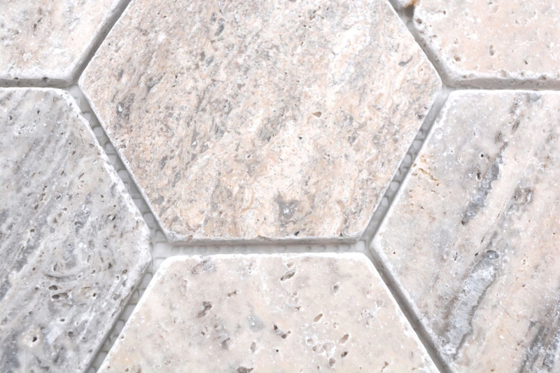 Azulejos de mosaico de piedra natural travertino blanco gris mate pared suelo cocina baño ducha MOS42-HX147_f