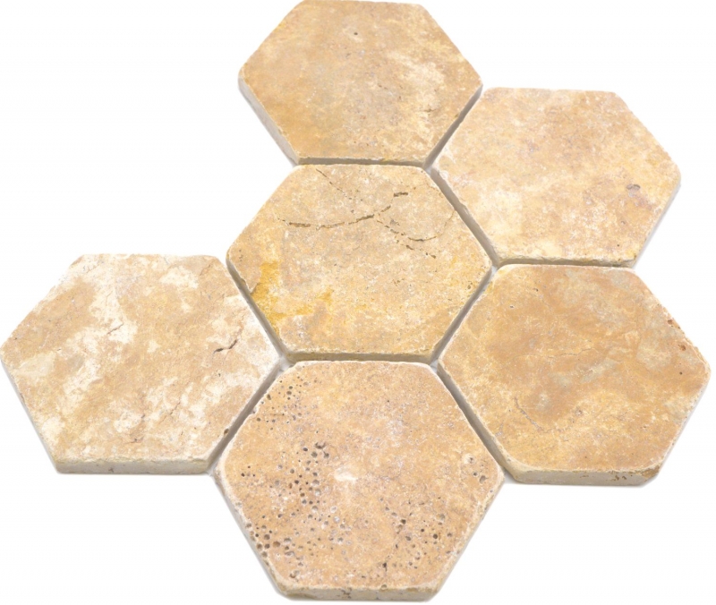 Azulejos de mosaico de piedra natural travertino amarillo dorado mate pared suelo cocina baño ducha MOS42-HX151_f