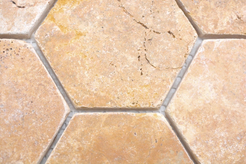 Azulejos de mosaico de piedra natural travertino amarillo dorado mate pared suelo cocina baño ducha MOS42-HX151_f