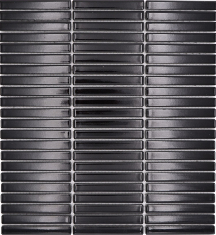 Cerámica mosaico mosaico varillas negro brillante pared cocina baño ducha MOS24-CG21_f