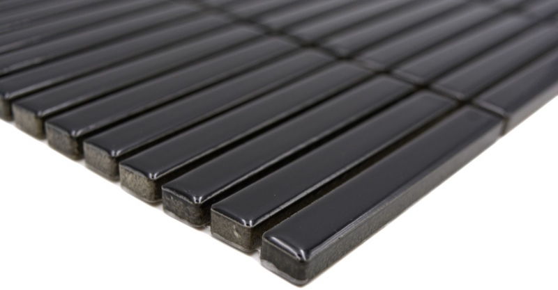 Cerámica mosaico mosaico varillas negro brillante pared cocina baño ducha MOS24-CG21_f