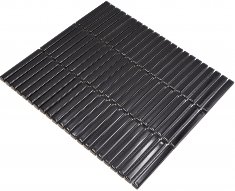 Cerámica mosaico mosaico varillas negro brillante pared cocina baño ducha MOS24-CG21_f