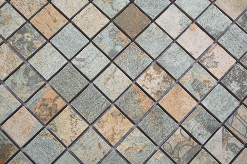 Muestra de mano cerámica mosaico porcelana gres beige marrón gris verdoso mate pared suelo cocina baño ducha MOS18-25CB_m