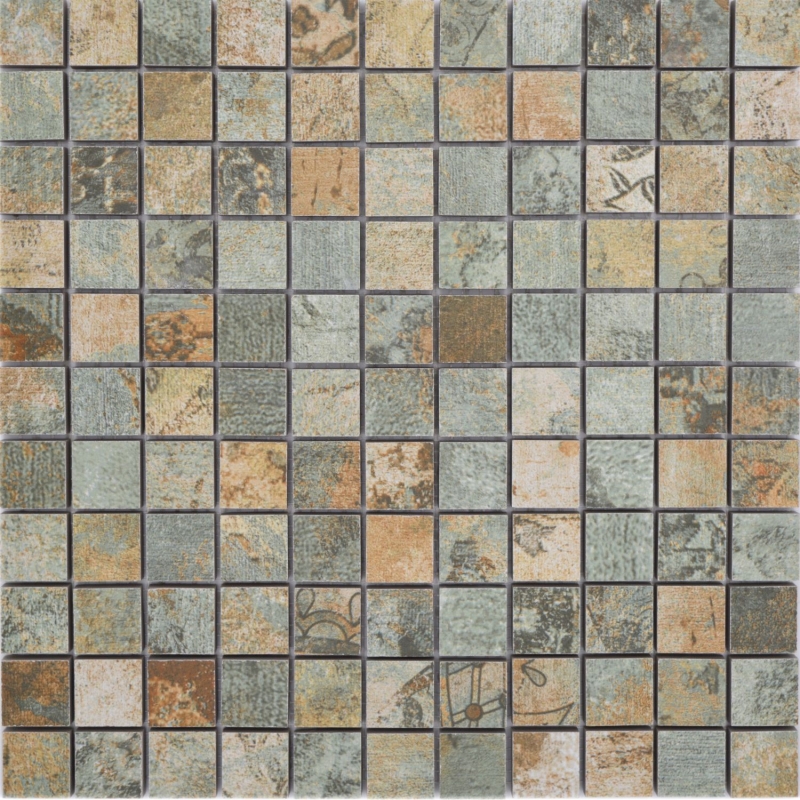 Muestra de mano cerámica mosaico porcelana gres beige marrón gris verdoso mate pared suelo cocina baño ducha MOS18-25CB_m