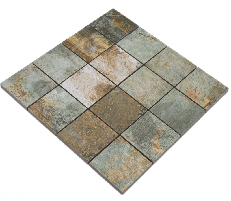 Muestra de mano cerámica mosaico porcelana gres beige marrón gris verdoso mate pared suelo cocina baño ducha MOS16-71CB_m