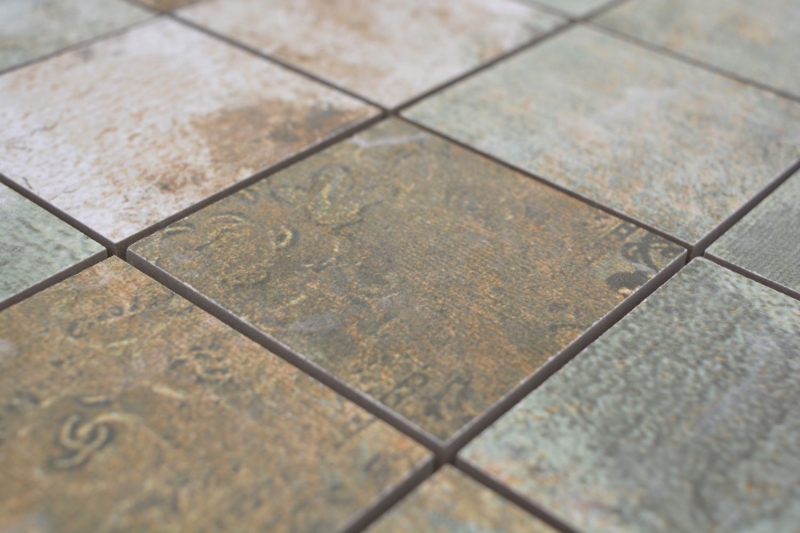 Muestra de mano cerámica mosaico porcelana gres beige marrón gris verdoso mate pared suelo cocina baño ducha MOS16-71CB_m