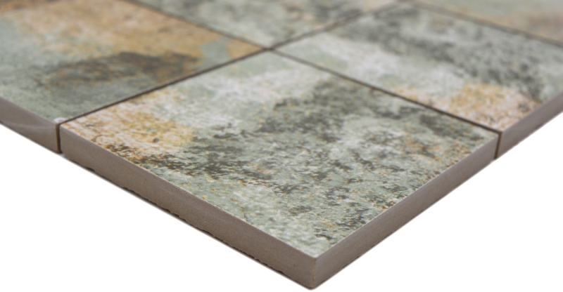 Muestra de mano cerámica mosaico porcelana gres beige marrón gris verdoso mate pared suelo cocina baño ducha MOS23-95CB_m