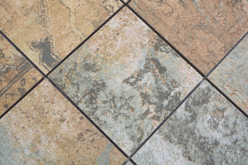 Muestra de mano cerámica mosaico porcelana gres beige marrón gris verdoso mate pared suelo cocina baño ducha MOS23-95CB_m