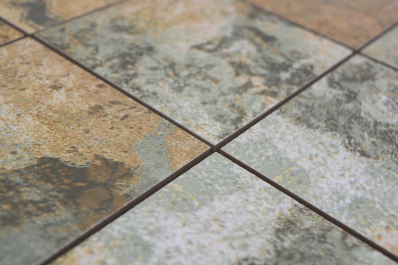 Muestra de mano cerámica mosaico porcelana gres beige marrón gris verdoso mate pared suelo cocina baño ducha MOS23-95CB_m