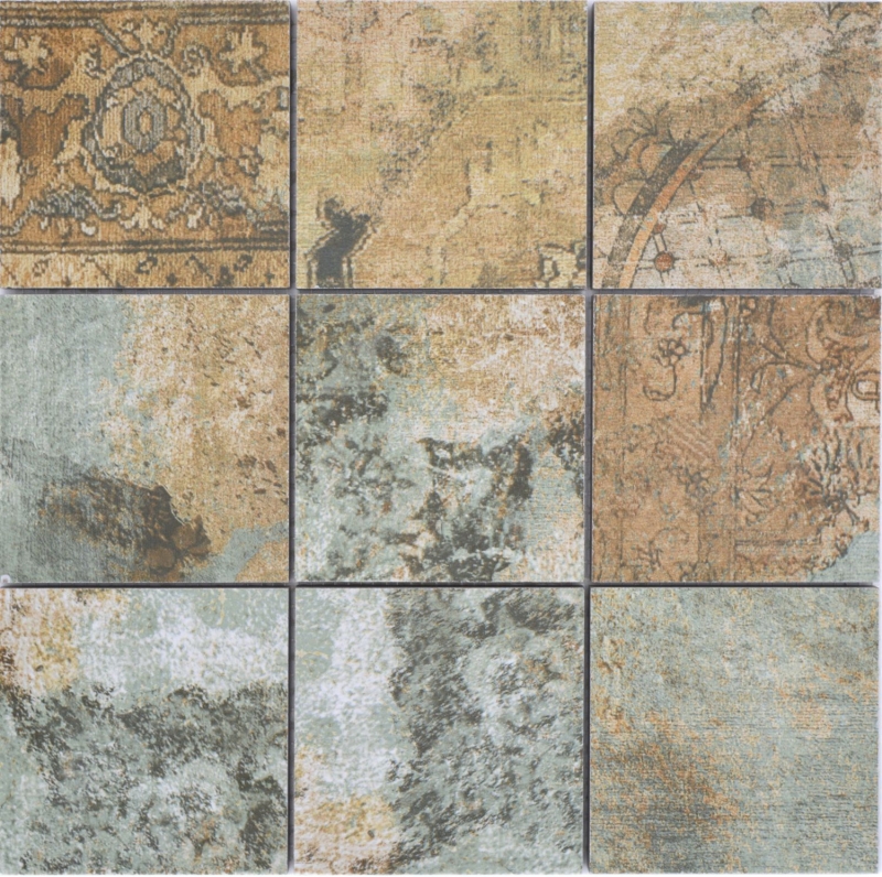Muestra de mano cerámica mosaico porcelana gres beige marrón gris verdoso mate pared suelo cocina baño ducha MOS23-95CB_m