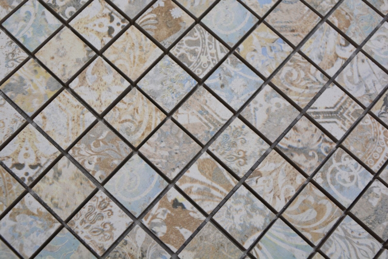 Muestra de mano cerámica mosaico gres porcelánico multicolor mate pared suelo cocina baño ducha MOS18-25CS_m