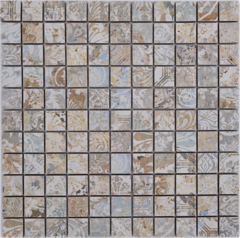 Muestra de mano cerámica mosaico gres porcelánico multicolor mate pared suelo cocina baño ducha MOS18-25CS_m