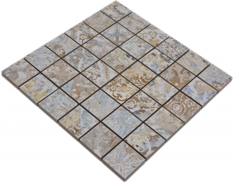 Mano patrón de cerámica mosaico de gres porcelánico multicolor mate pared piso cocina baño ducha MOS14-47CS_m