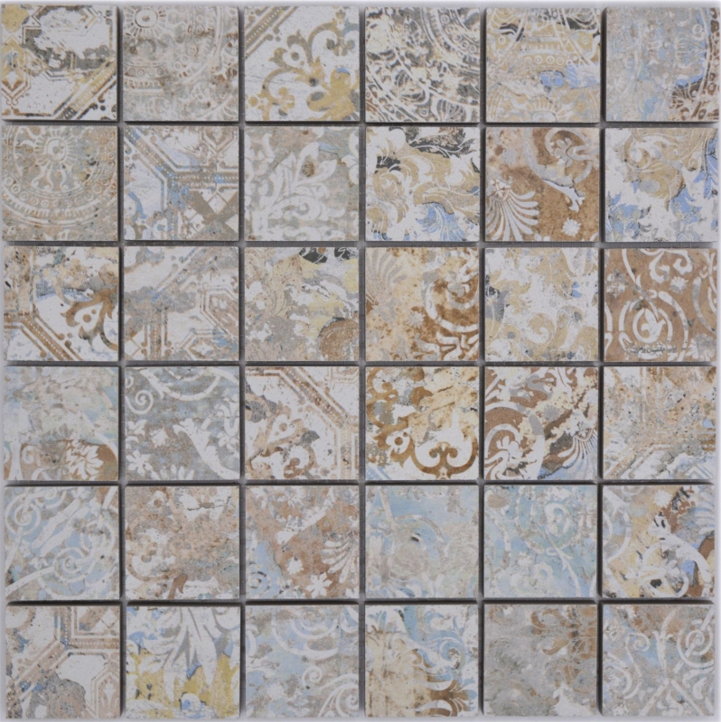 Mano patrón de cerámica mosaico de gres porcelánico multicolor mate pared piso cocina baño ducha MOS14-47CS_m