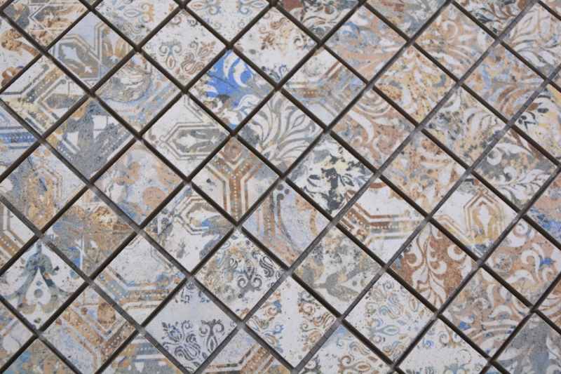 Muestra de mano cerámica mosaico porcelana gres fuerte multicolor mate pared suelo cocina baño ducha MOS18-25CV_m