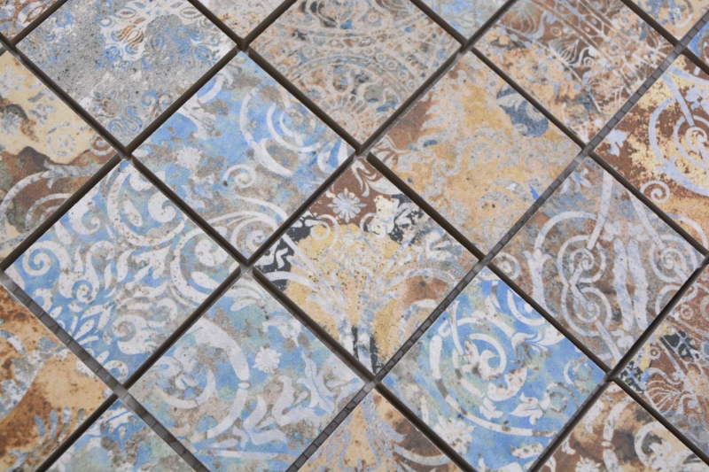 Mano patrón de cerámica mosaico de gres porcelánico fuerte multicolor mate pared piso cocina baño ducha MOS14-47CV_m