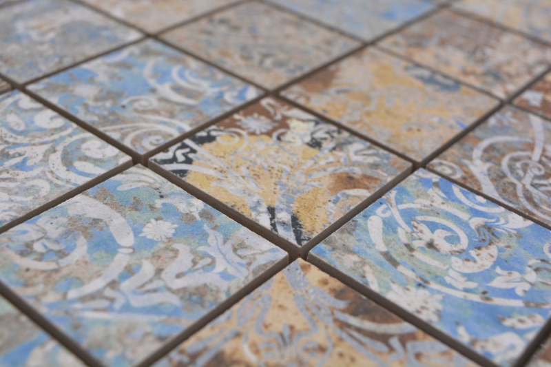 Mano patrón de cerámica mosaico de gres porcelánico fuerte multicolor mate pared piso cocina baño ducha MOS14-47CV_m
