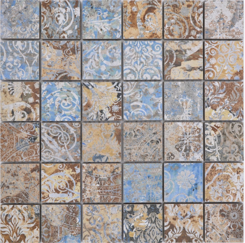 Mano patrón de cerámica mosaico de gres porcelánico fuerte multicolor mate pared piso cocina baño ducha MOS14-47CV_m