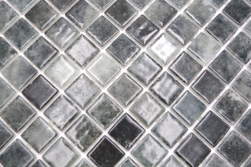 Muestra de mano piscina mosaico piscina mosaico de vidrio negro antracita iridiscente pared suelo cocina baño ducha MOS220-P56253_m