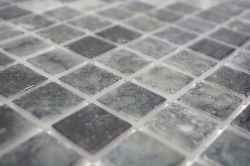 Muestra de mano piscina mosaico piscina mosaico de vidrio negro antracita iridiscente pared suelo cocina baño ducha MOS220-P56253_m