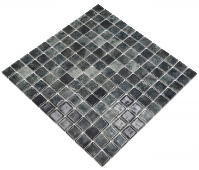 Muestra de mano piscina mosaico piscina mosaico de vidrio negro antracita iridiscente pared suelo cocina baño ducha MOS220-P56253_m