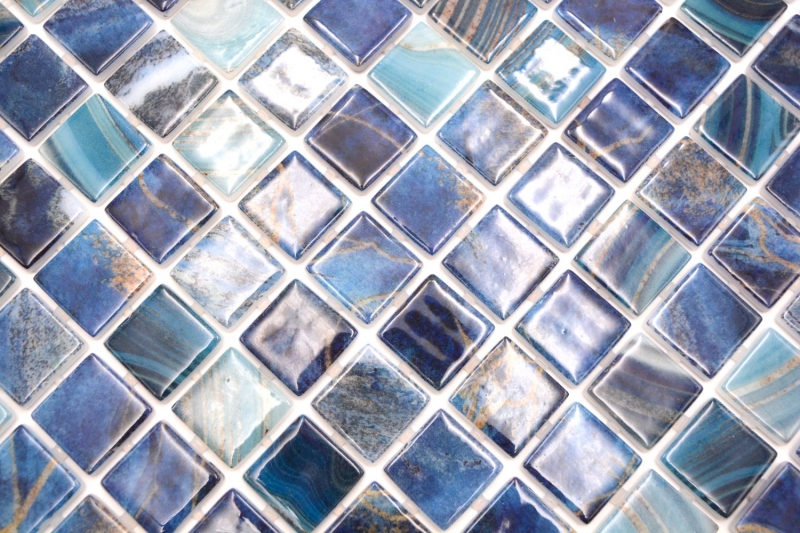 Muestra de mano piscina mosaico piscina mosaico de vidrio azul real iridiscente brillante pared suelo cocina baño ducha MOS220-P56254_m