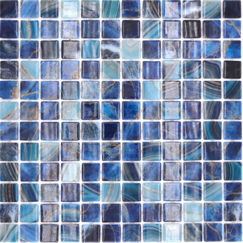 Muestra de mano piscina mosaico piscina mosaico de vidrio azul real iridiscente brillante pared suelo cocina baño ducha MOS220-P56254_m