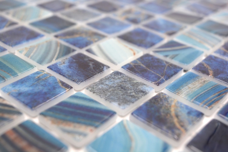 Muestra de mano piscina mosaico piscina mosaico de vidrio azul real iridiscente brillante pared suelo cocina baño ducha MOS220-P56254_m