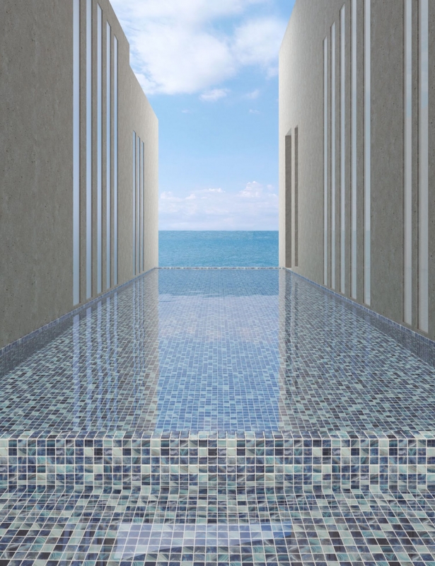 Muestra de mano piscina mosaico piscina mosaico de vidrio azul real iridiscente brillante pared suelo cocina baño ducha MOS220-P56254_m