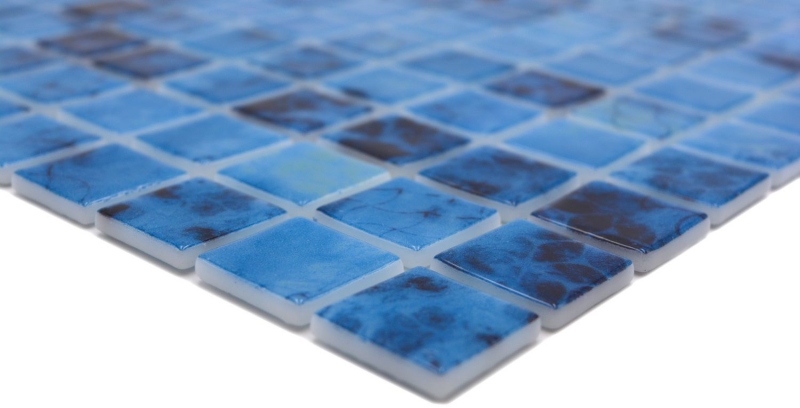 Muestra de mano piscina mosaico piscina mosaico de vidrio azul iridiscente brillante pared suelo cocina baño ducha MOS220-P56255_m