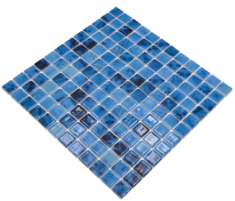 Muestra de mano piscina mosaico piscina mosaico de vidrio azul iridiscente brillante pared suelo cocina baño ducha MOS220-P56255_m
