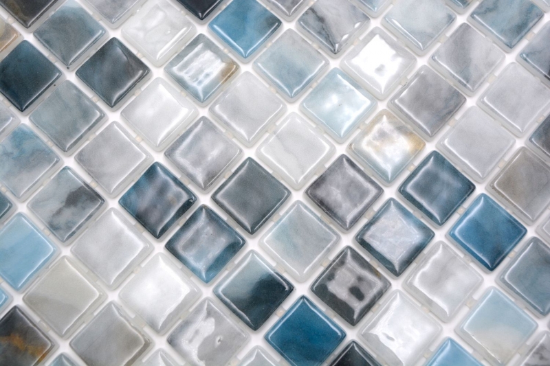 Muestra de mano piscina mosaico piscina mosaico de vidrio gris antracita iridiscente pared suelo cocina baño ducha MOS220-P56256_m