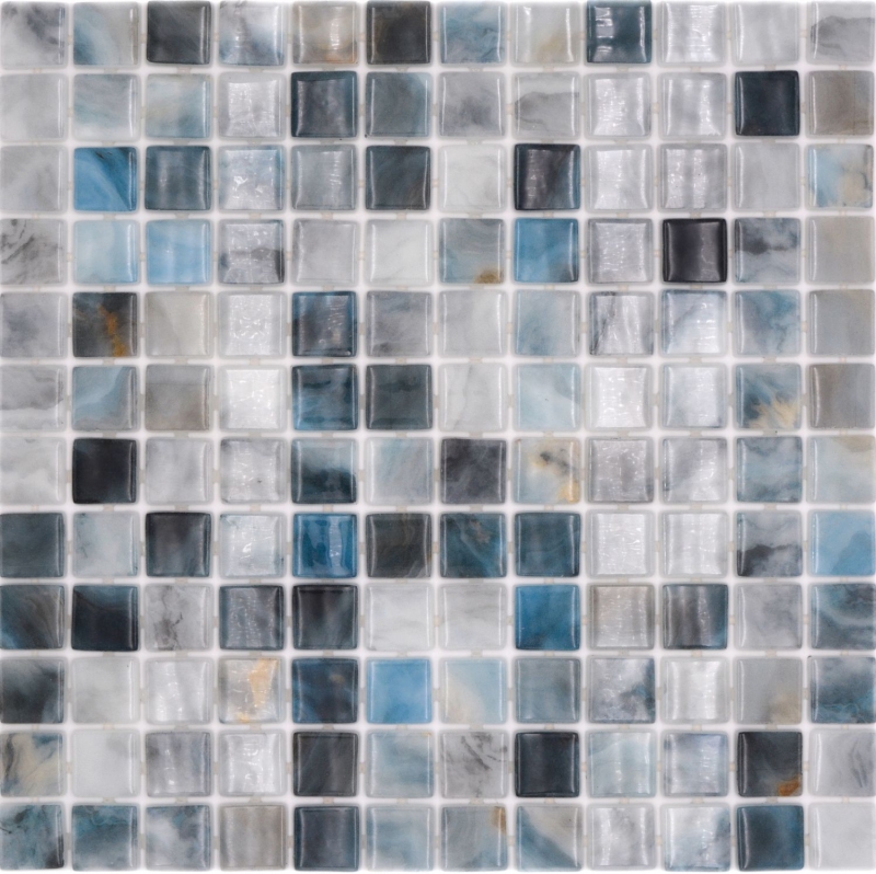Muestra de mano piscina mosaico piscina mosaico de vidrio gris antracita iridiscente pared suelo cocina baño ducha MOS220-P56256_m