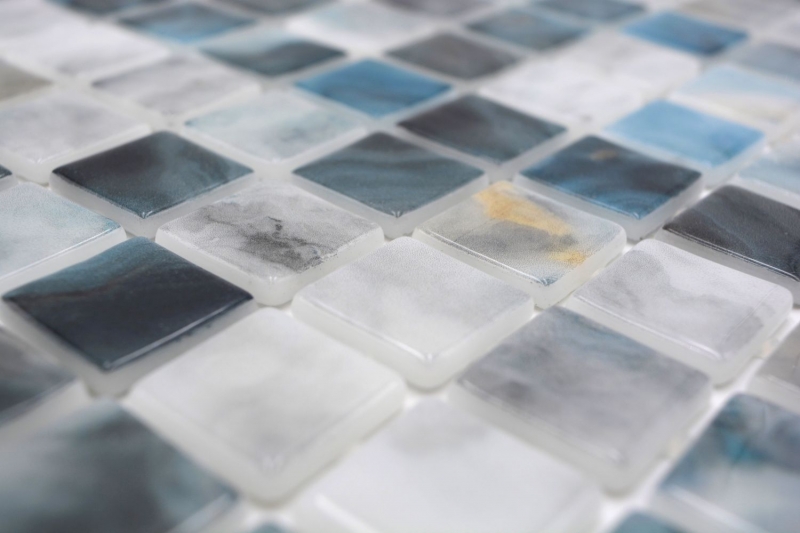 Muestra de mano piscina mosaico piscina mosaico de vidrio gris antracita iridiscente pared suelo cocina baño ducha MOS220-P56256_m