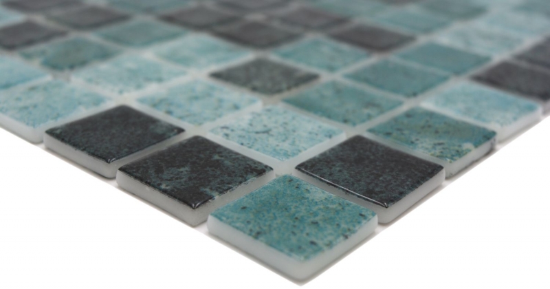 Muestra de mano piscina mosaico piscina mosaico de vidrio verde antracita iridiscente pared suelo cocina baño ducha MOS220-P56258_m