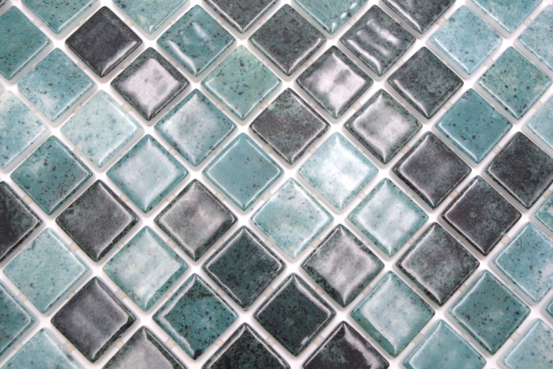 Muestra de mano piscina mosaico piscina mosaico de vidrio verde antracita iridiscente pared suelo cocina baño ducha MOS220-P56258_m