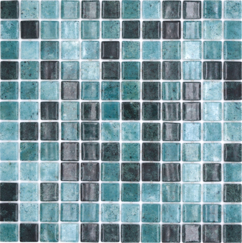 Muestra de mano piscina mosaico piscina mosaico de vidrio verde antracita iridiscente pared suelo cocina baño ducha MOS220-P56258_m