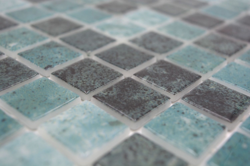 Muestra de mano piscina mosaico piscina mosaico de vidrio verde antracita iridiscente pared suelo cocina baño ducha MOS220-P56258_m