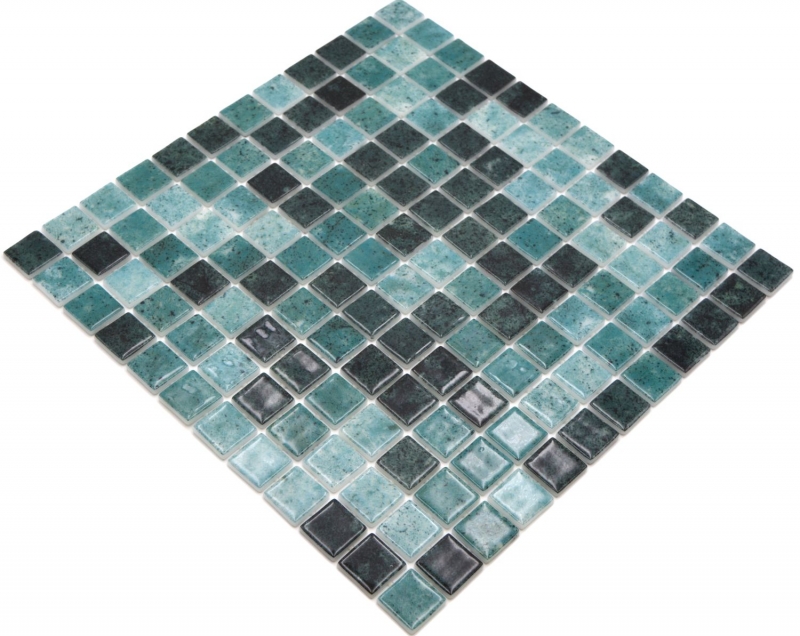 Muestra de mano piscina mosaico piscina mosaico de vidrio verde antracita iridiscente pared suelo cocina baño ducha MOS220-P56258_m