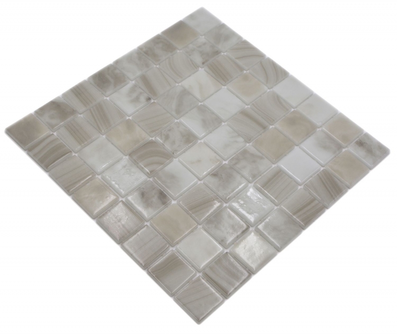 Muestra de mano piscina mosaico piscina mosaico de vidrio beige claro iridiscente pared suelo cocina baño ducha MOS220-P56381_m