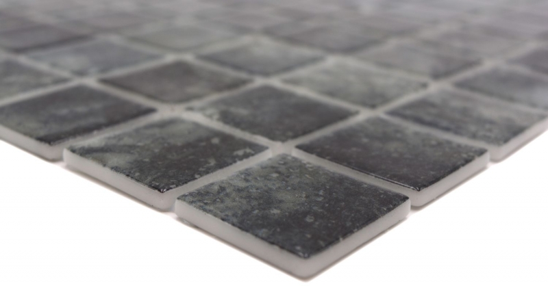 Muestra de mano piscina mosaico piscina mosaico de vidrio negro antracita iridiscente pared suelo cocina baño ducha MOS220-P56383_m
