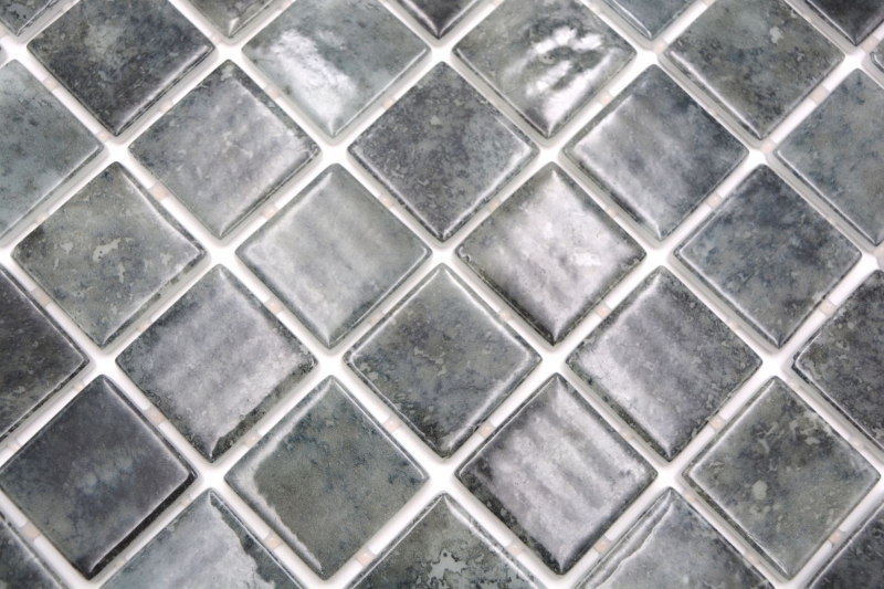 Muestra de mano piscina mosaico piscina mosaico de vidrio negro antracita iridiscente pared suelo cocina baño ducha MOS220-P56383_m