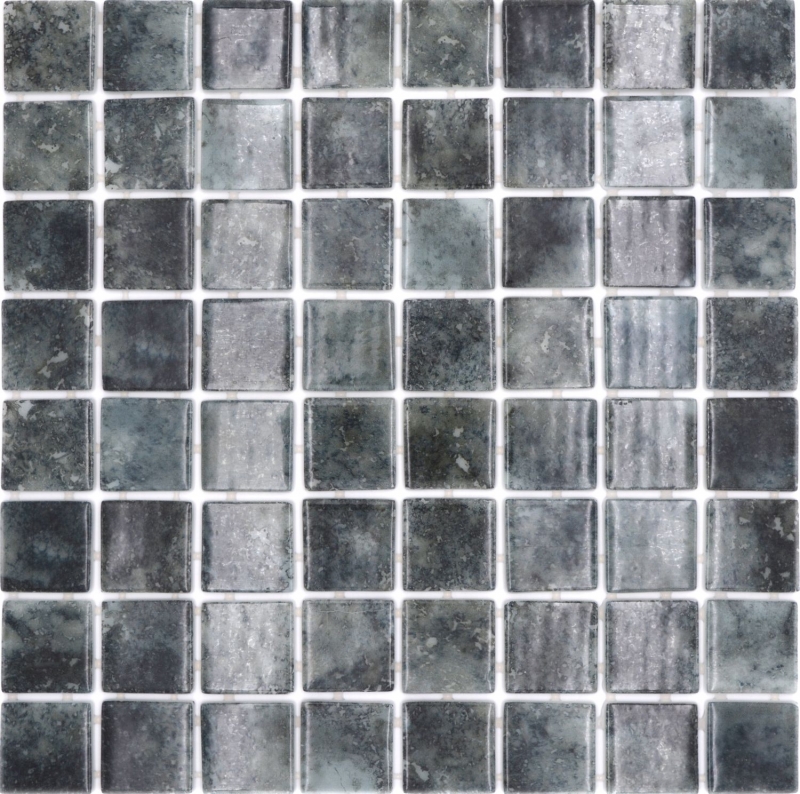 Muestra de mano piscina mosaico piscina mosaico de vidrio negro antracita iridiscente pared suelo cocina baño ducha MOS220-P56383_m